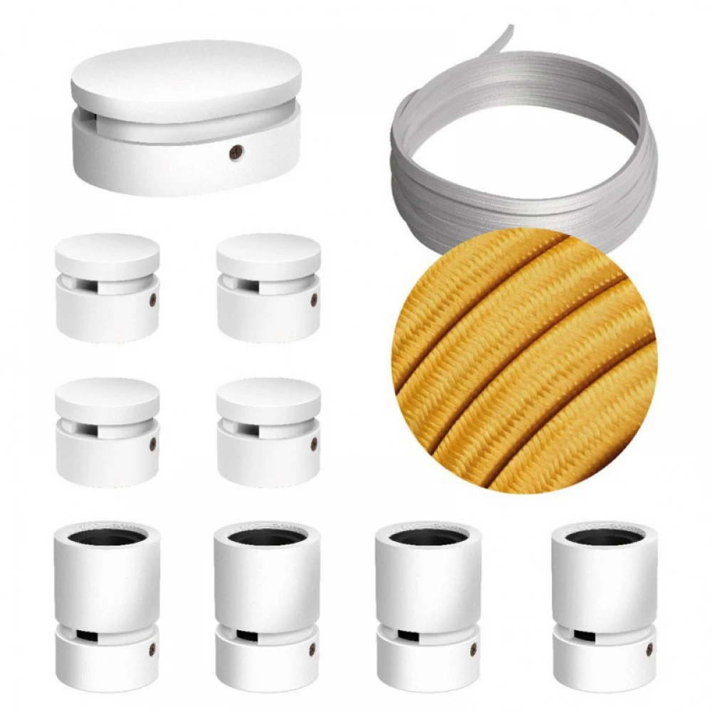 Σύστημα Filé Γιρλάντα Συμμετρικό DIY Kit - 5m Καλώδιο Γιρλάντας και 9 Ξύλινα Αξεσουάρ Εσωτερικού Χώρου Λευκά - Creative Cables