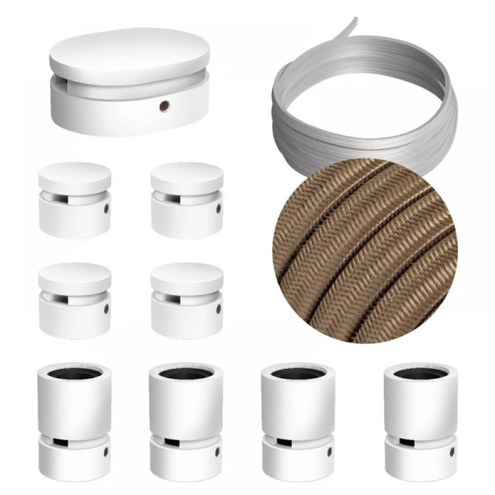 Σύστημα Filé Γιρλάντα Συμμετρικό DIY Kit - 5m Καλώδιο Γιρλάντας και 9 Ξύλινα Αξεσουάρ Εσωτερικού Χώρου Λευκά - Creative Cables