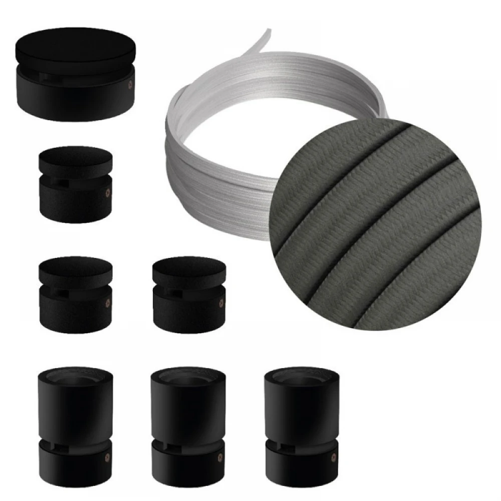 Σύστημα Filé Γιρλάντα Γραμμικό DIY Kit- 5m Καλώδιο Γιρλάντας και 7 Ξύλινα Αξεσουάρ Εσωτερικού Χώρου Μαύρα - Creative Cables