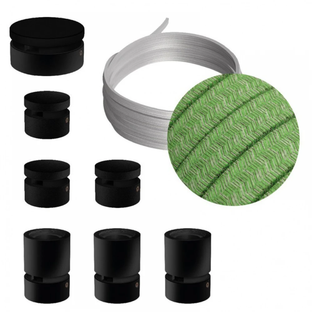 Σύστημα Filé Γιρλάντα Γραμμικό DIY Kit- 5m Καλώδιο Γιρλάντας και 7 Ξύλινα Αξεσουάρ Εσωτερικού Χώρου Μαύρα - Creative Cables