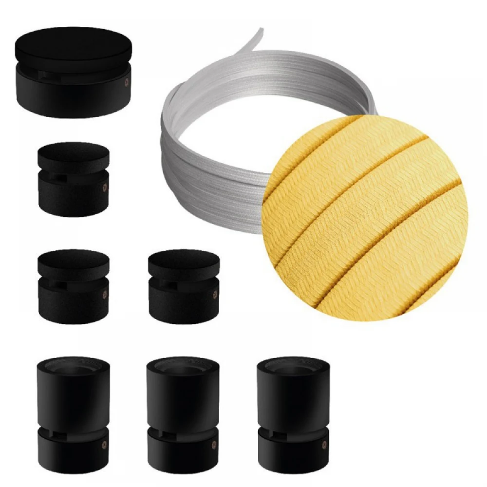 Σύστημα Filé Γιρλάντα Γραμμικό DIY Kit- 5m Καλώδιο Γιρλάντας και 7 Ξύλινα Αξεσουάρ Εσωτερικού Χώρου Μαύρα - Creative Cables