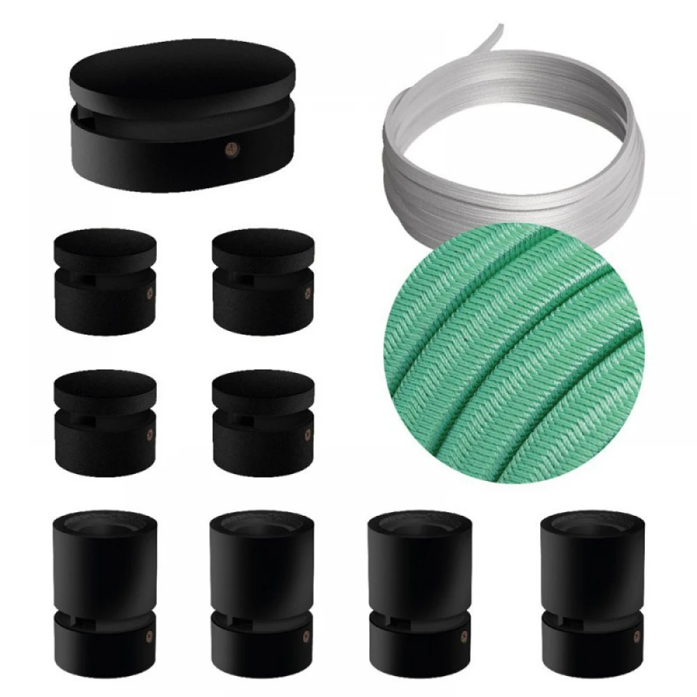 Σύστημα Filé Γιρλάντα Συμμετρικό DIY Kit - 5m Καλώδιο Γιρλάντας και 9 Ξύλινα Αξεσουάρ Εσωτερικού Χώρου Μαύρα - Creative Cables