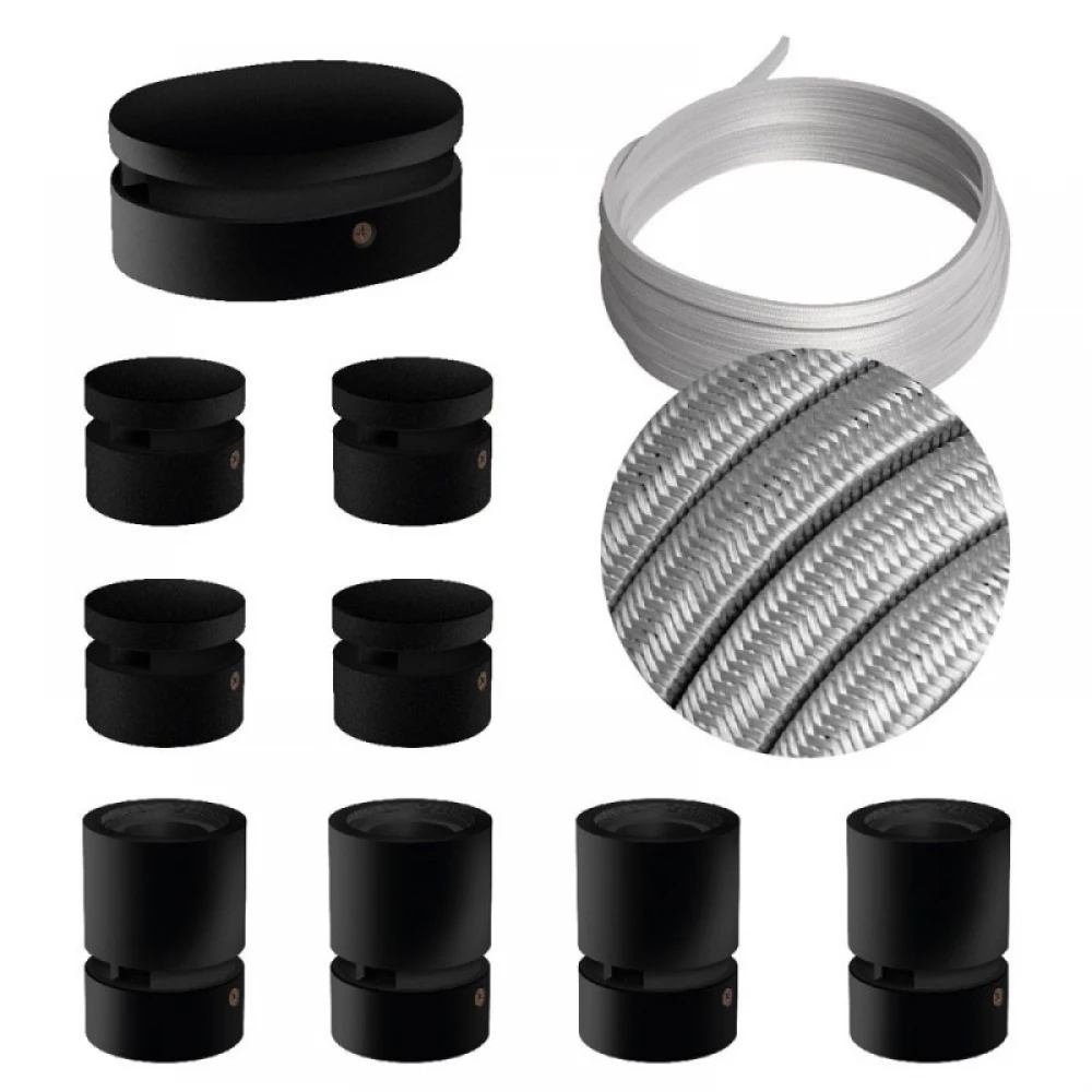 Σύστημα Filé Γιρλάντα Συμμετρικό DIY Kit - 5m Καλώδιο Γιρλάντας και 9 Ξύλινα Αξεσουάρ Εσωτερικού Χώρου Μαύρα - Creative Cables