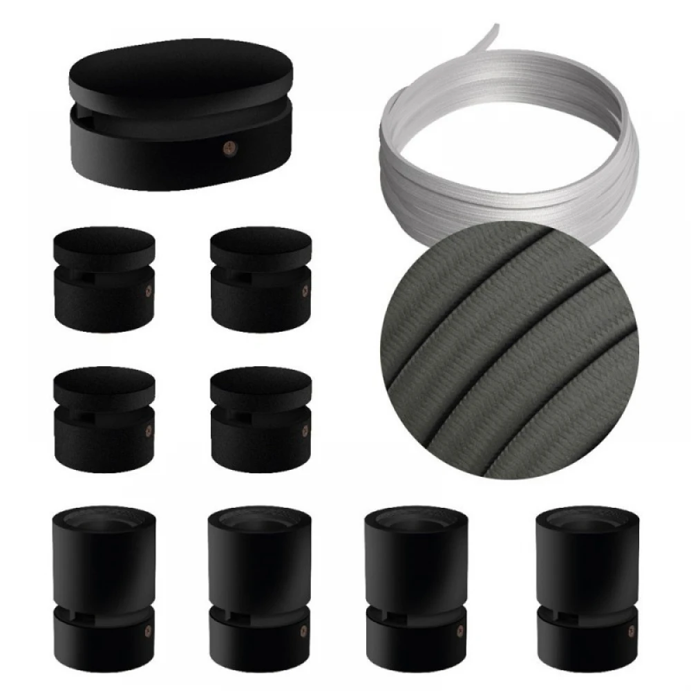 Σύστημα Filé Γιρλάντα Συμμετρικό DIY Kit - 5m Καλώδιο Γιρλάντας και 9 Ξύλινα Αξεσουάρ Εσωτερικού Χώρου Μαύρα - Creative Cables