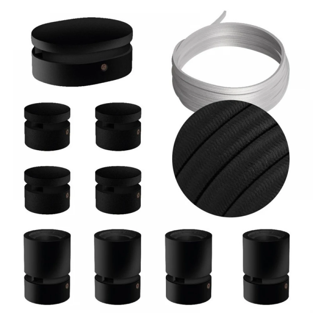 Σύστημα Filé Γιρλάντα Συμμετρικό DIY Kit - 5m Καλώδιο Γιρλάντας και 9 Ξύλινα Αξεσουάρ Εσωτερικού Χώρου Μαύρα - Creative Cables