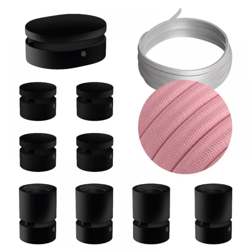 Σύστημα Filé Γιρλάντα Συμμετρικό DIY Kit - 5m Καλώδιο Γιρλάντας και 9 Ξύλινα Αξεσουάρ Εσωτερικού Χώρου Μαύρα - Creative Cables