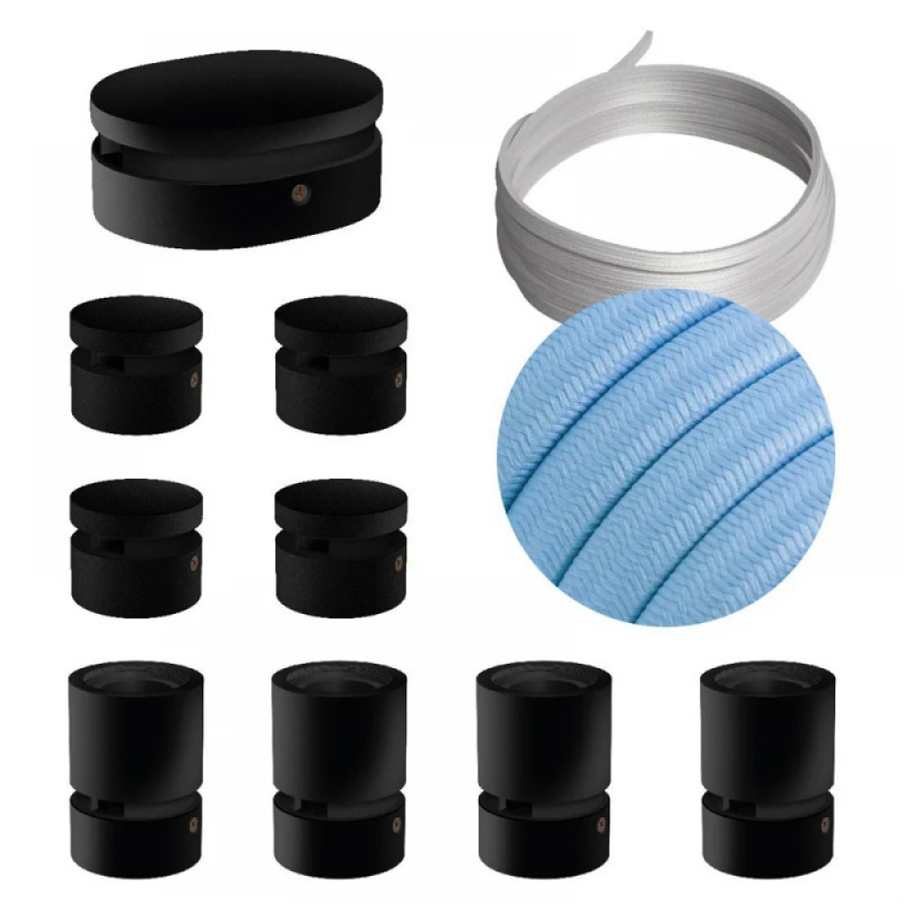 Σύστημα Filé Γιρλάντα Συμμετρικό DIY Kit - 5m Καλώδιο Γιρλάντας και 9 Ξύλινα Αξεσουάρ Εσωτερικού Χώρου Μαύρα - Creative Cables