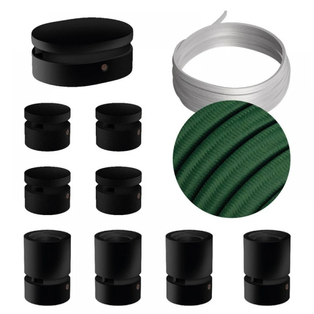 Σύστημα Filé Γιρλάντα Συμμετρικό DIY Kit - 5m Καλώδιο Γιρλάντας και 9 Ξύλινα Αξεσουάρ Εσωτερικού Χώρου Μαύρα - Creative Cables