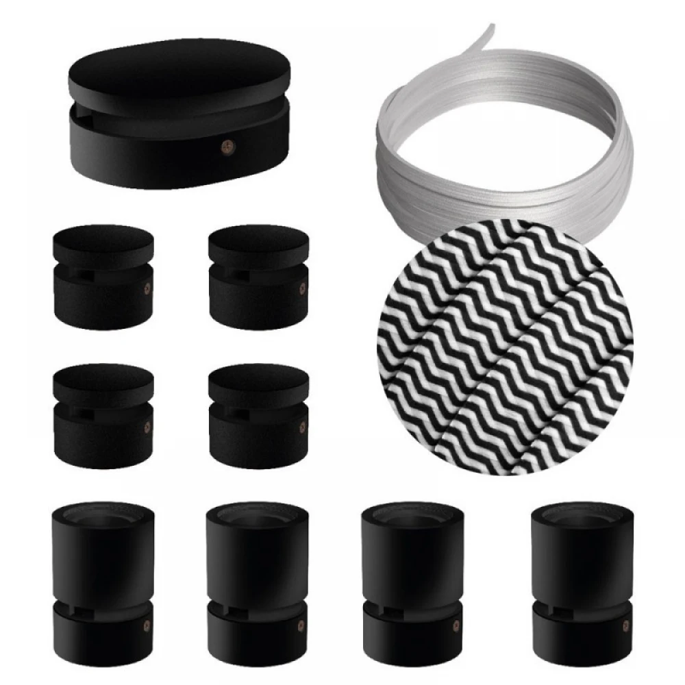 Σύστημα Filé Γιρλάντα Συμμετρικό DIY Kit - 5m Καλώδιο Γιρλάντας και 9 Ξύλινα Αξεσουάρ Εσωτερικού Χώρου Μαύρα - Creative Cables