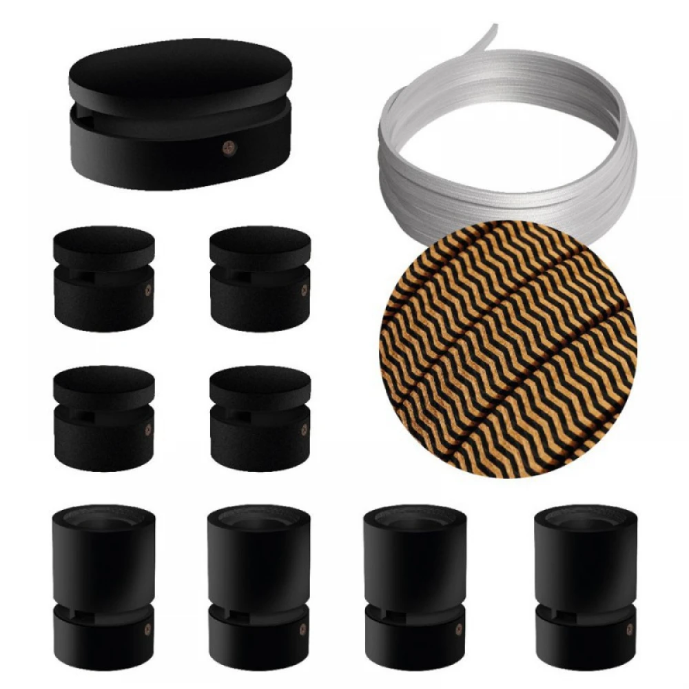 Σύστημα Filé Γιρλάντα Συμμετρικό DIY Kit - 5m Καλώδιο Γιρλάντας και 9 Ξύλινα Αξεσουάρ Εσωτερικού Χώρου Μαύρα - Creative Cables