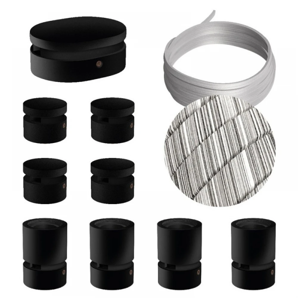 Σύστημα Filé Γιρλάντα Συμμετρικό DIY Kit - 5m Καλώδιο Γιρλάντας και 9 Ξύλινα Αξεσουάρ Εσωτερικού Χώρου Μαύρα - Creative Cables