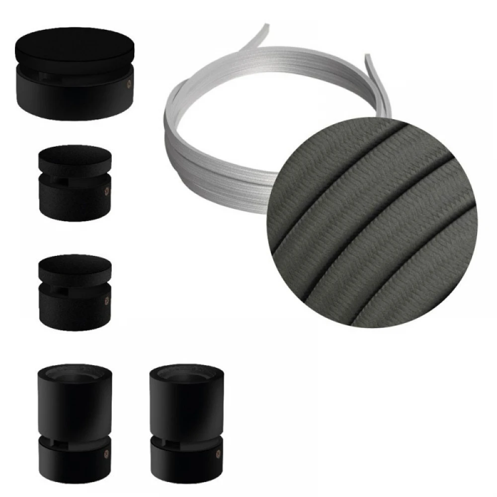 Σύστημα Filé Γιρλάντα Ζιγκ-Ζαγκ Wiggle DIY Kit - 3m Καλώδιο Γιρλάντας Και 5 Ξύλινα Αξεσουάρ Εσωτερικού χώρου Μαύρα - Creative Cables
