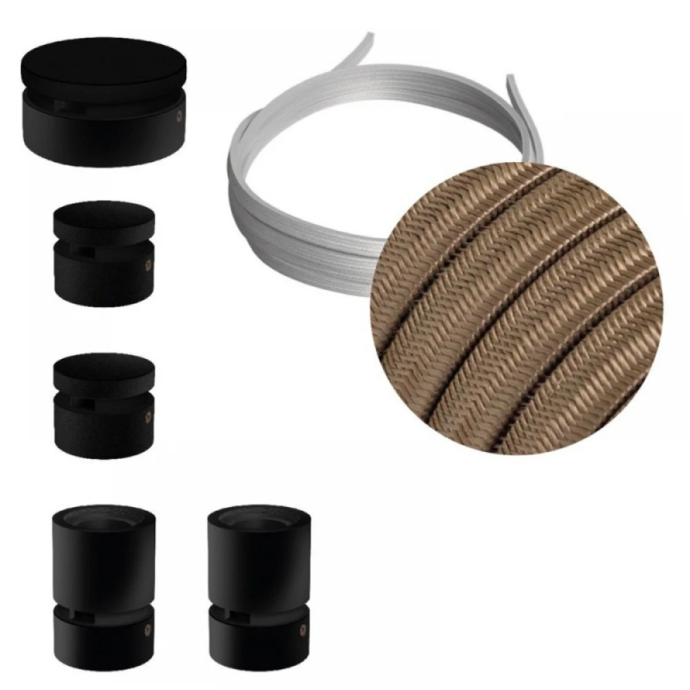 Σύστημα Filé Γιρλάντα Ζιγκ-Ζαγκ Wiggle DIY Kit - 3m Καλώδιο Γιρλάντας Και 5 Ξύλινα Αξεσουάρ Εσωτερικού χώρου Μαύρα - Creative Cables