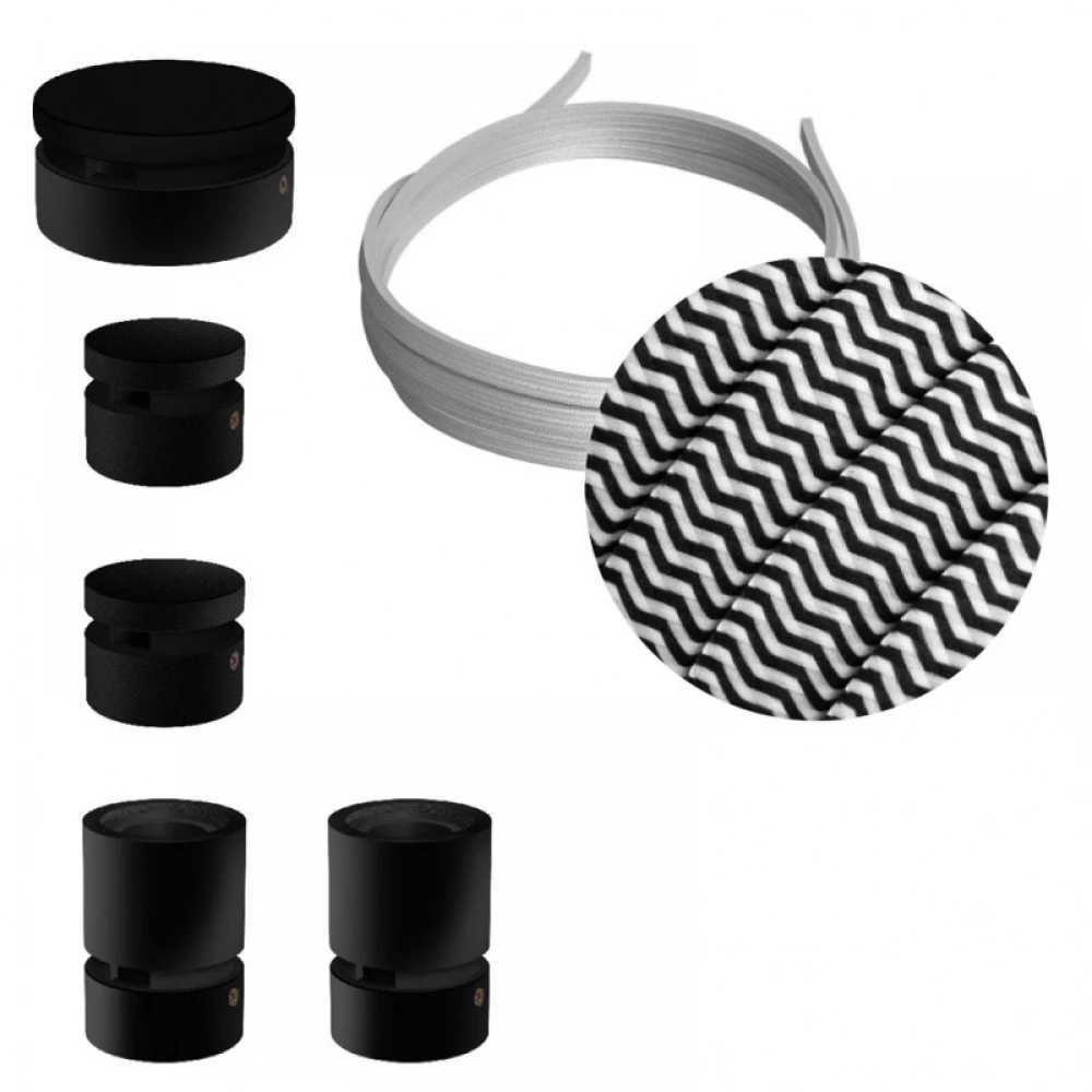 Σύστημα Filé Γιρλάντα Ζιγκ-Ζαγκ Wiggle DIY Kit - 3m Καλώδιο Γιρλάντας Και 5 Ξύλινα Αξεσουάρ Εσωτερικού χώρου Μαύρα - Creative Cables
