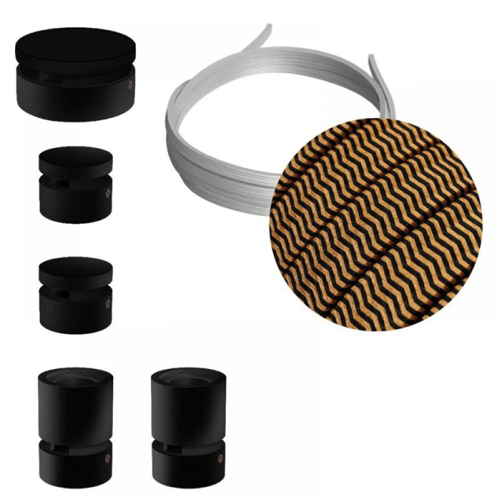 Σύστημα Filé Γιρλάντα Ζιγκ-Ζαγκ Wiggle DIY Kit - 3m Καλώδιο Γιρλάντας Και 5 Ξύλινα Αξεσουάρ Εσωτερικού χώρου Μαύρα - Creative Cables