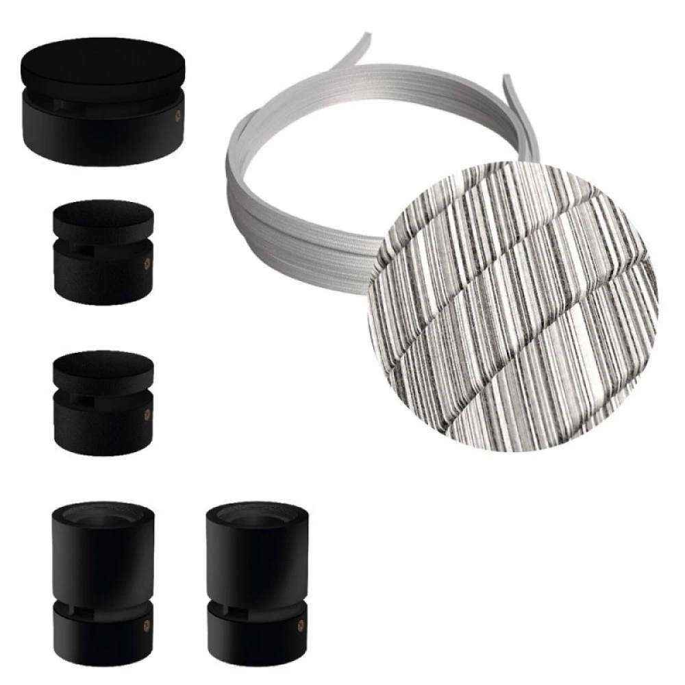 Σύστημα Filé Γιρλάντα Ζιγκ-Ζαγκ Wiggle DIY Kit - 3m Καλώδιο Γιρλάντας Και 5 Ξύλινα Αξεσουάρ Εσωτερικού χώρου Μαύρα - Creative Cables