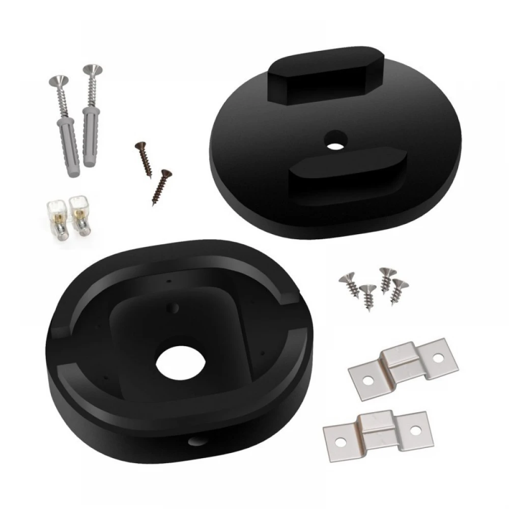 Ξύλινο Εξάρτημα Ροζέτα Οβάλ DIY με 1 Τρύπα στο Κέντρο και 2 Τρύπες στο Πλάι για Καλώδιο Γιρλάντας Μαύρο - Σειρά Filé - Creative Cables