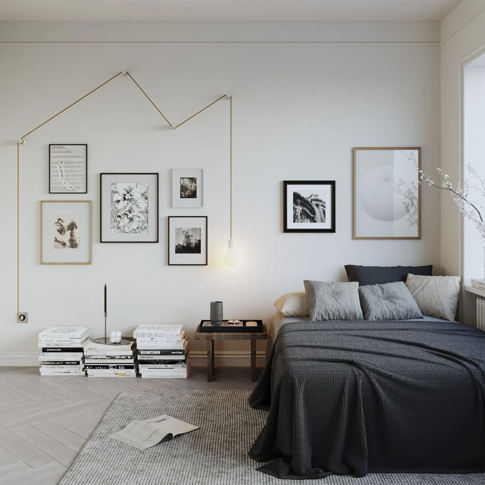 Φορητό Φωτιστικό Snake με μεταλλικό ντουί και φις, με 4 στηρίγματα τοίχου Rolé - Λευκό - Creative Cables