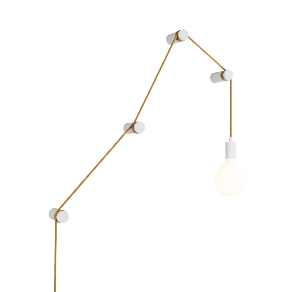 Φορητό Φωτιστικό Snake με μεταλλικό ντουί και φις, με 4 στηρίγματα τοίχου Rolé - Λευκό - Creative Cables