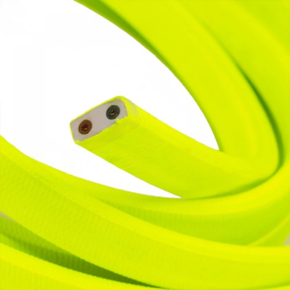 Πλακέ Υφασμάτινο Καλώδιο για Γιρλάντα Creative Cables - Κίτρινο Φωσφοριζέ CF10