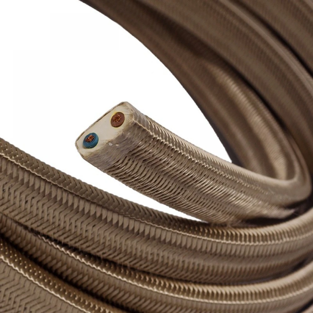 Πλακέ Υφασμάτινο Καλώδιο για Γιρλάντα Creative Cables - Σαμπανιζέ CM27