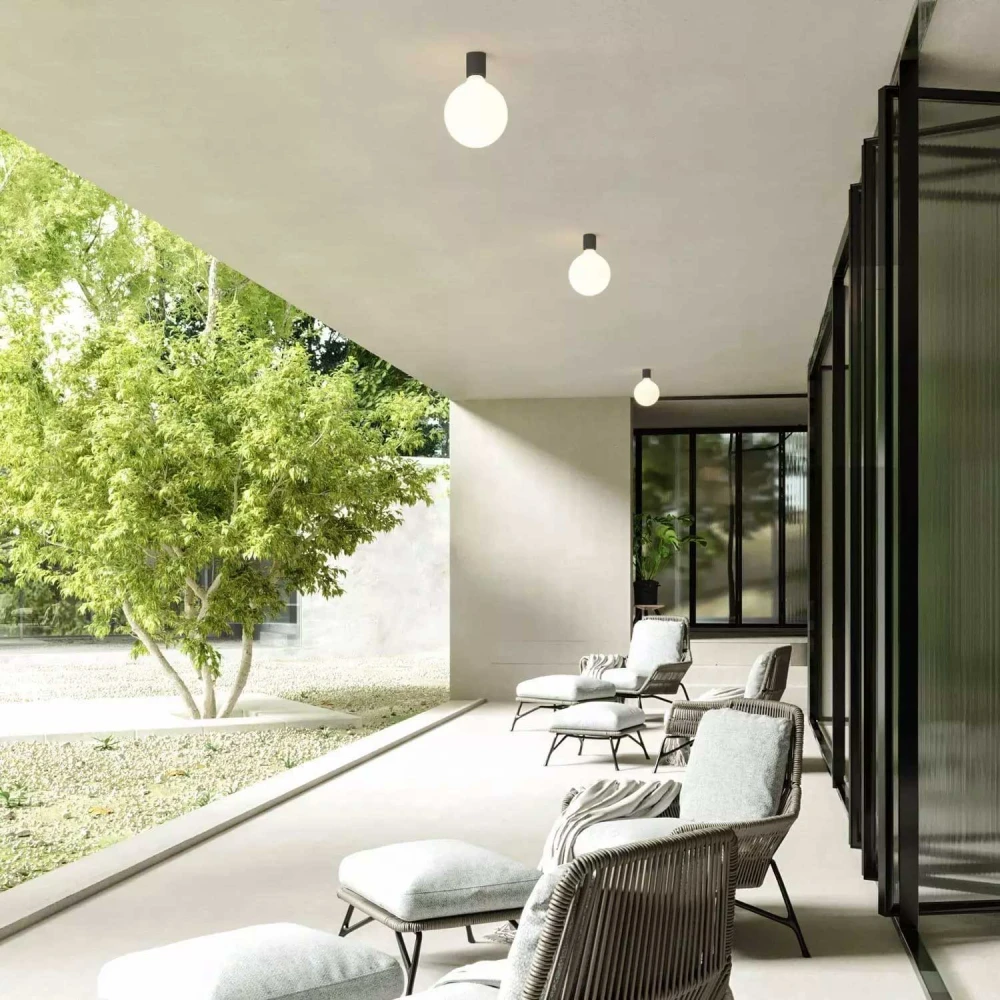 Ντουί Τοίχου ή οροφής για λάμπα E27 – IP44 Στεγανό - Μαύρο - Creative Cables