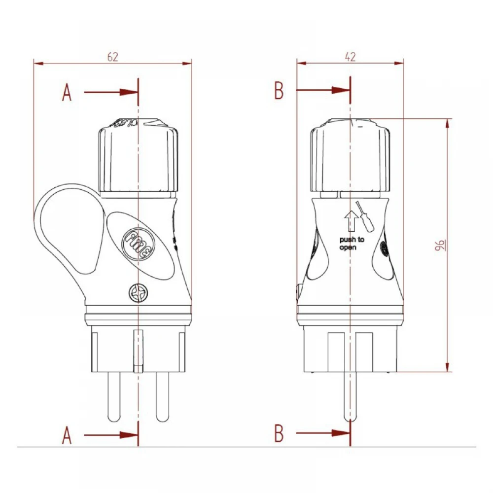 Μαύρο Φις Σούκο με Δαχτυλίδι 16A 250V IP44 για το Σύστημα EIVA - Creative Cables