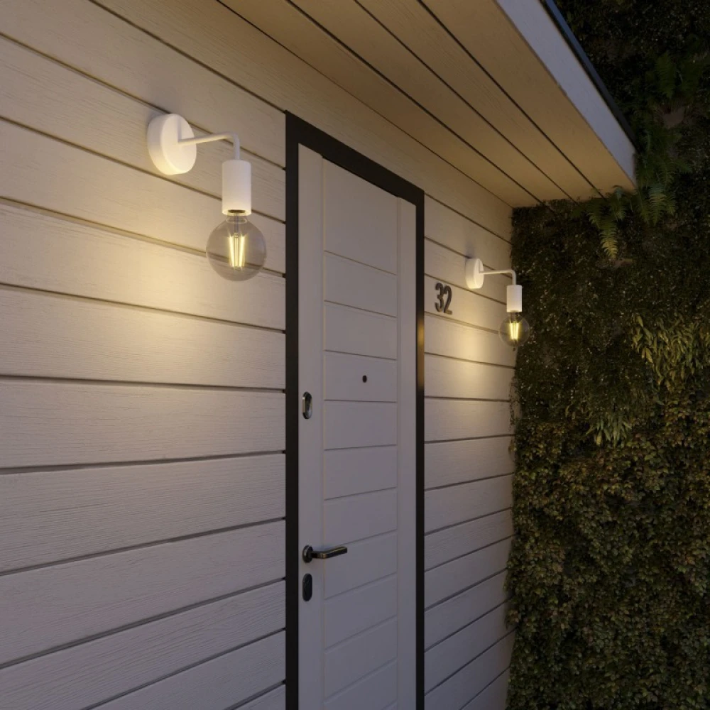 Φωτιστικό Τοίχου Fermaluce EIVA ELEGANT με Καμπύλη, Στεγανό IP65 Λευκό - Creative Cables