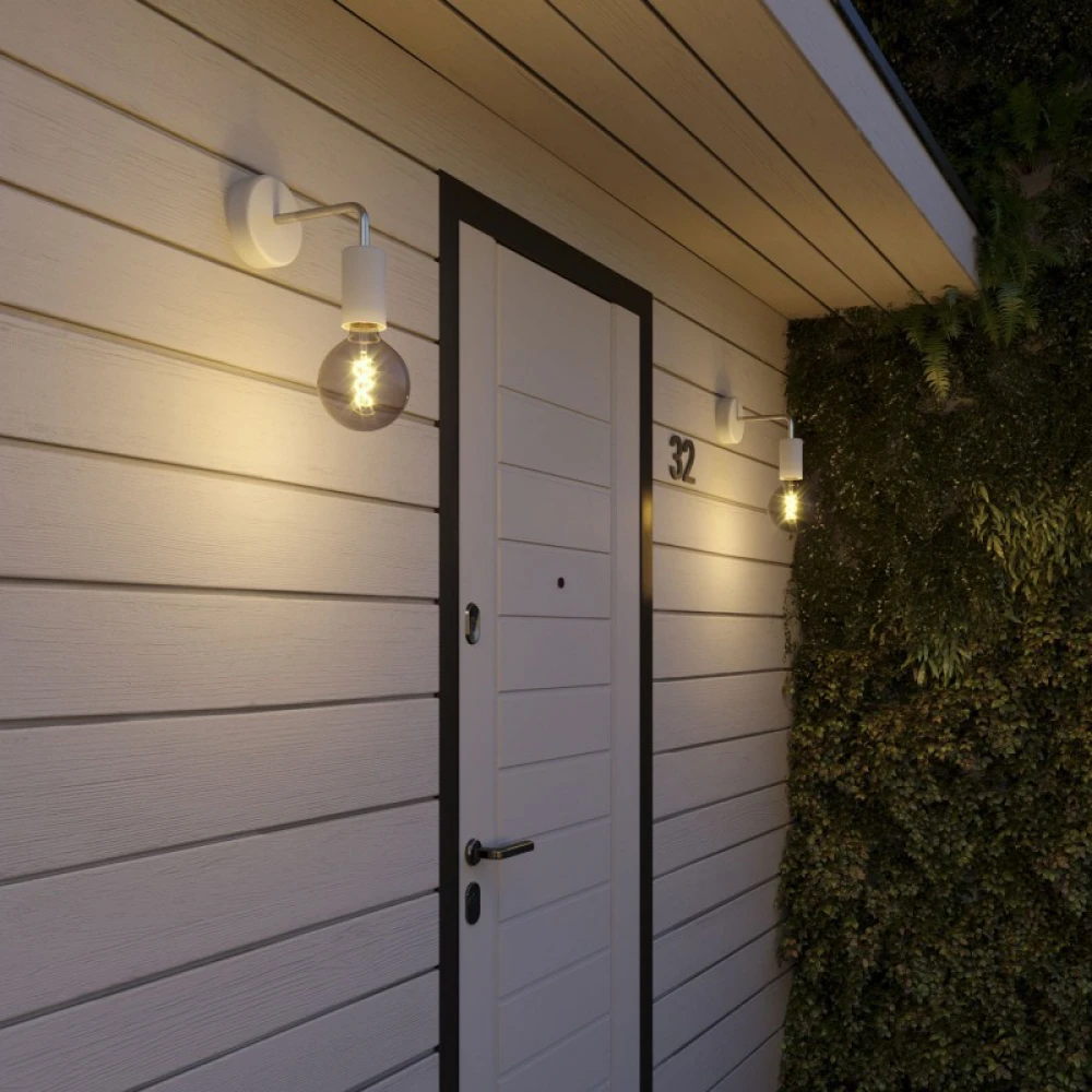 Φωτιστικό Τοίχου Fermaluce EIVA ELEGANT με Καμπύλη, Στεγανό IP65 Γυαλιστερό Γκρι - Creative Cables