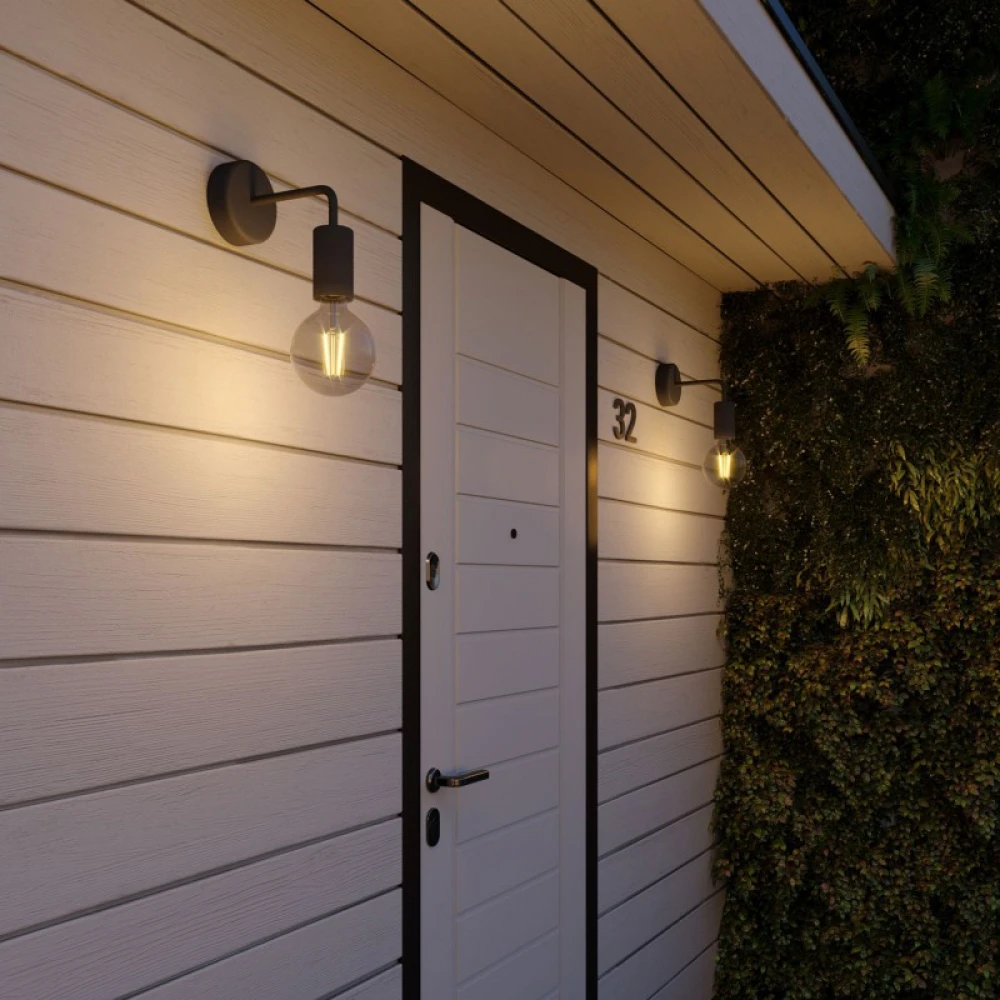 Φωτιστικό Τοίχου Fermaluce EIVA ELEGANT με Καμπύλη, Στεγανό IP65 Μαύρο Γραφίτης - Creative Cables