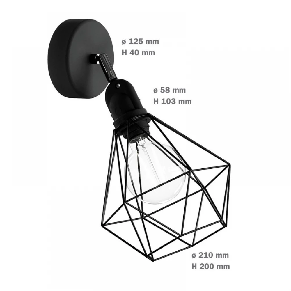 Φωτιστικό Τοίχου Fermaluce EIVA Κινητό με Κλουβί Διαμάντι - Creative Cables