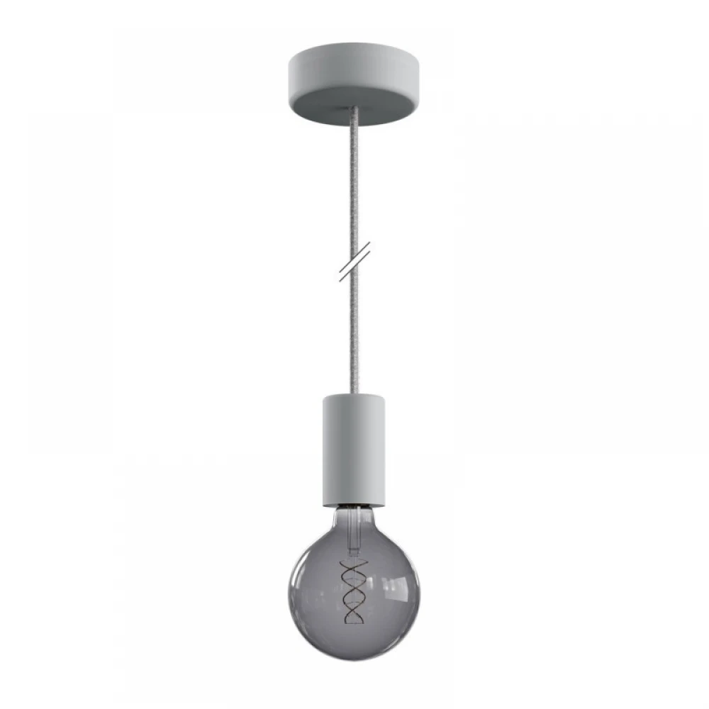 Κρεμαστό Φωτιστικό Εξωτερικού Χώρου EIVA ELEGANT Γκρι με 1,5m Υφασμάτινο Καλώδιο, Ροζέτα Σιλικόνης Και Στεγανό Ντουί IP65 - Creative Cables