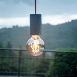 Κρεμαστό Φωτιστικό Εξωτερικού Χώρου EIVA ELEGANT Πετρόλ με 1,5m Υφασμάτινο Καλώδιο, Ροζέτα Σιλικόνης Και Στεγανό Ντουί IP65 - Creative Cables