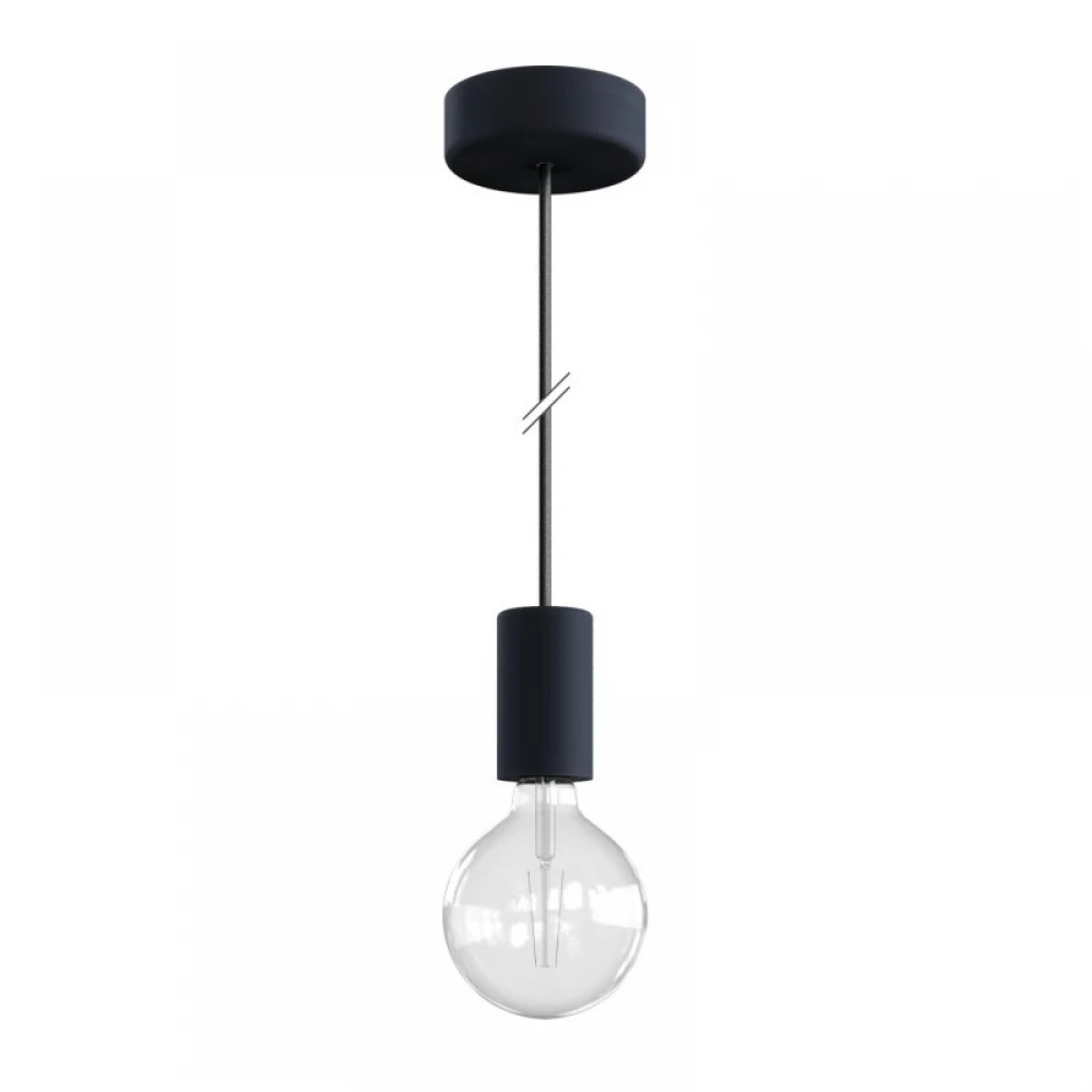 Κρεμαστό Φωτιστικό Εξωτερικού Χώρου EIVA ELEGANT Γραφίτη με 1,5m Υφασμάτινο Καλώδιο, Ροζέτα Σιλικόνης Και Στεγανό Ντουί IP65 - Creative Cables