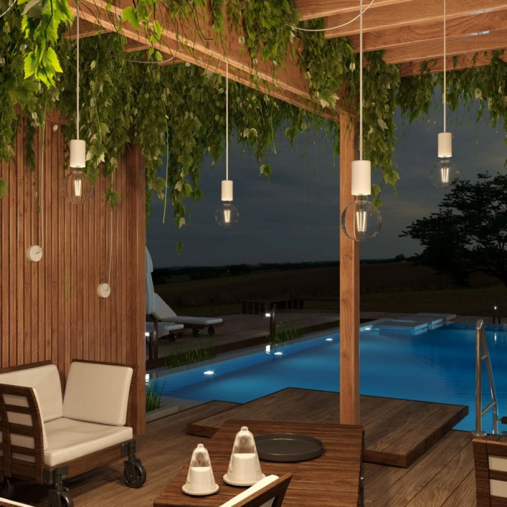 Στρογγυλό Υφασμάτινο Καλώδιο Εξωτερικού Χώρου Λευκό SM01 - IP65 Συμβατό με EIVA Συστήματα - Creative Cables