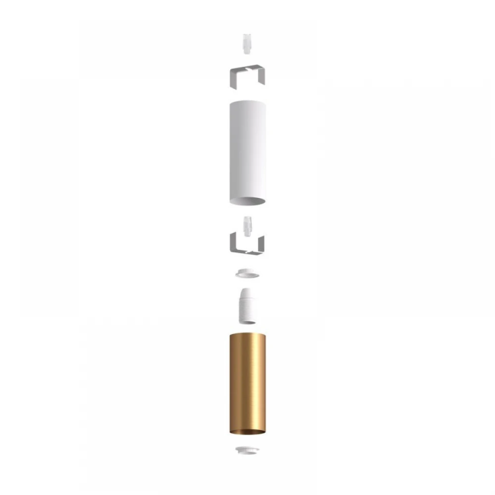 Σωληνωτό Φωτιστικό Σποτ Μεταλλικό Tub-E14 διπλό Λευκό ΜΑΤ - Μπρονζέ - Creative Cables