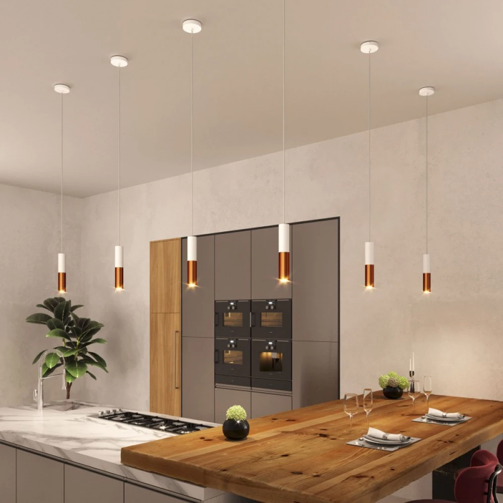 Σωληνωτό Φωτιστικό Σποτ Μεταλλικό Tub-E14 διπλό Λευκό ΜΑΤ - Χάλκινο Αντικέ - Creative Cables