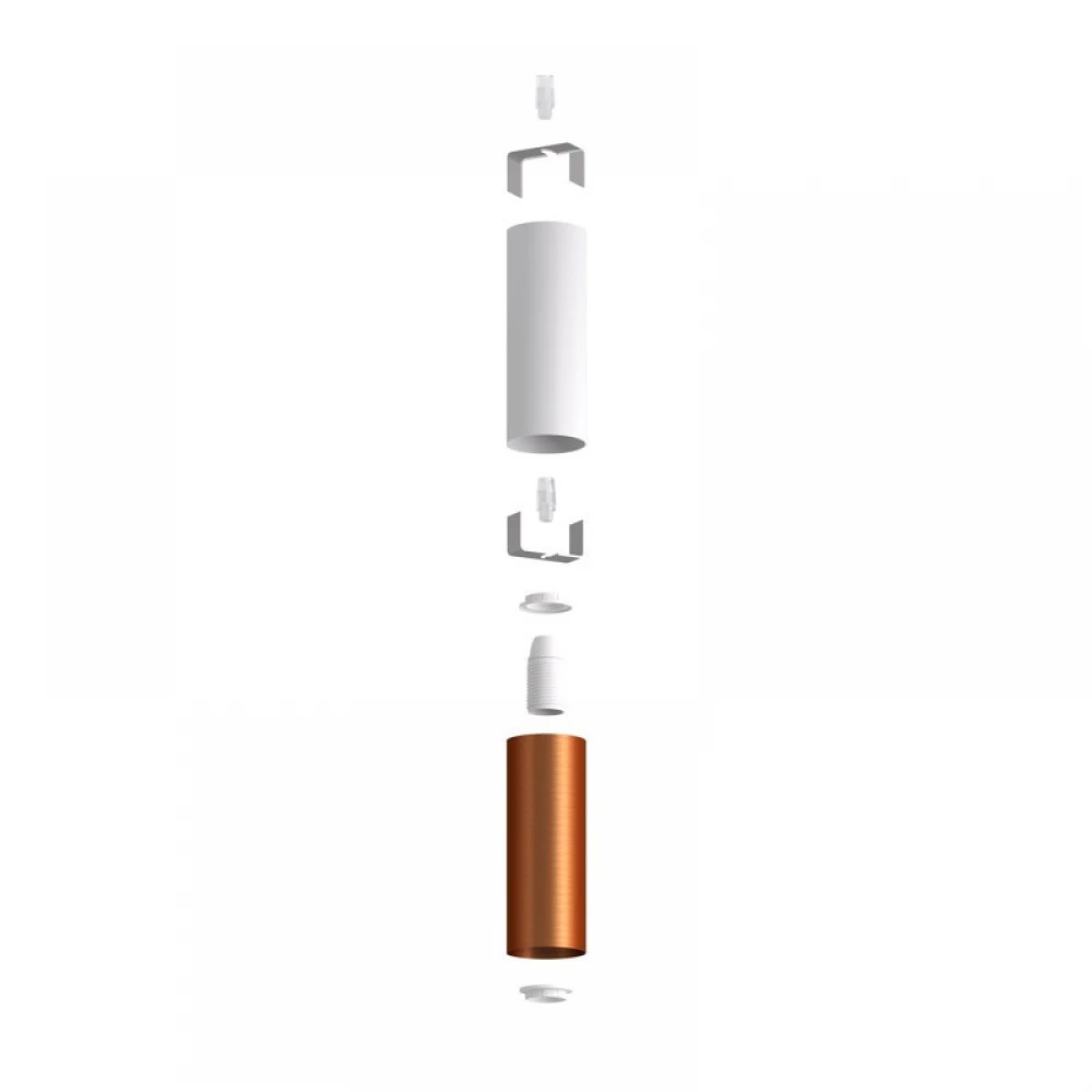 Σωληνωτό Φωτιστικό Σποτ Μεταλλικό Tub-E14 διπλό Λευκό ΜΑΤ - Χάλκινο Αντικέ - Creative Cables