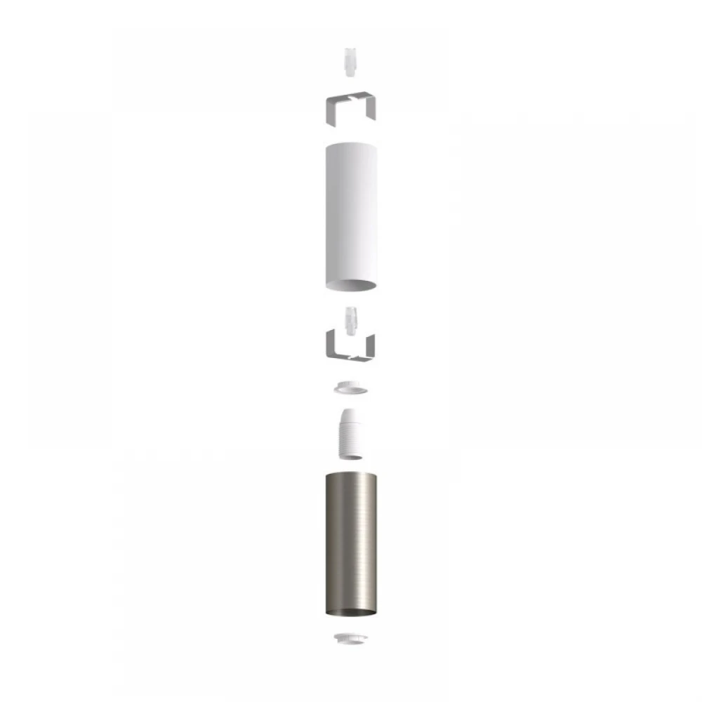 Σωληνωτό Φωτιστικό Σποτ Μεταλλικό Tub-E14 διπλό Λευκό ΜΑΤ - Νίκελ ΜΑΤ - Creative Cables