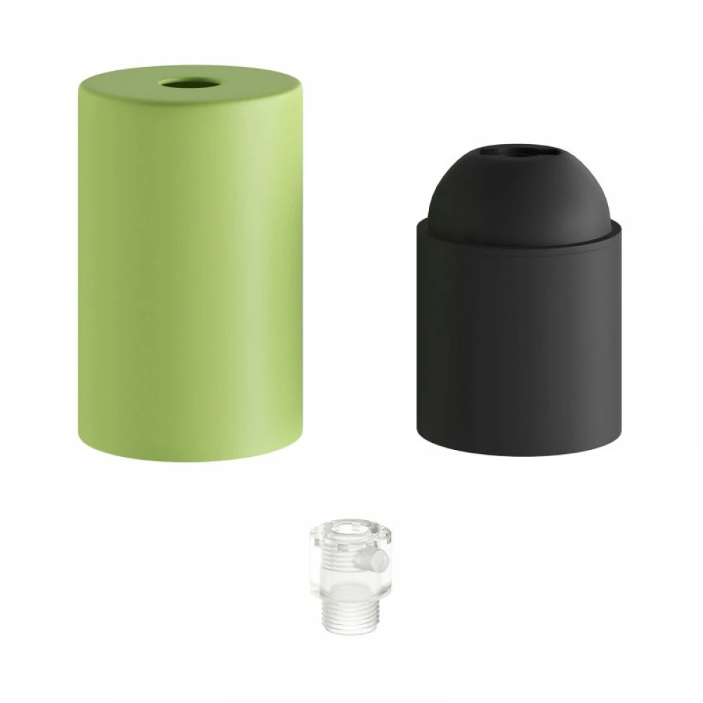 Ντουί Μεταλλικό Πλακέ E27 Παστέλ, με Εσωτερικό Στήριγμα Καλωδίου, Απαλό Πράσινο - Creative Cables