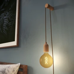 Καλωδίωση Snake με ξύλινο ντουί, διακόπτη και διπολικό φις και ξύλινο στήριγμα καλωδίου Rolé - Creative Cables