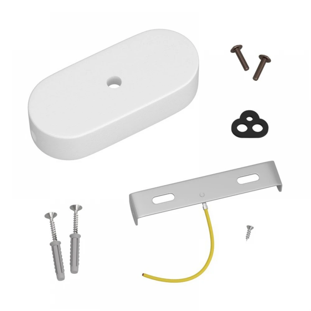 Ροζέτα Φωτιστικού Ξύλινη Οβάλ για Υφασμάτινο Καλώδιο - Χρώμα Λευκό - Creative Cables