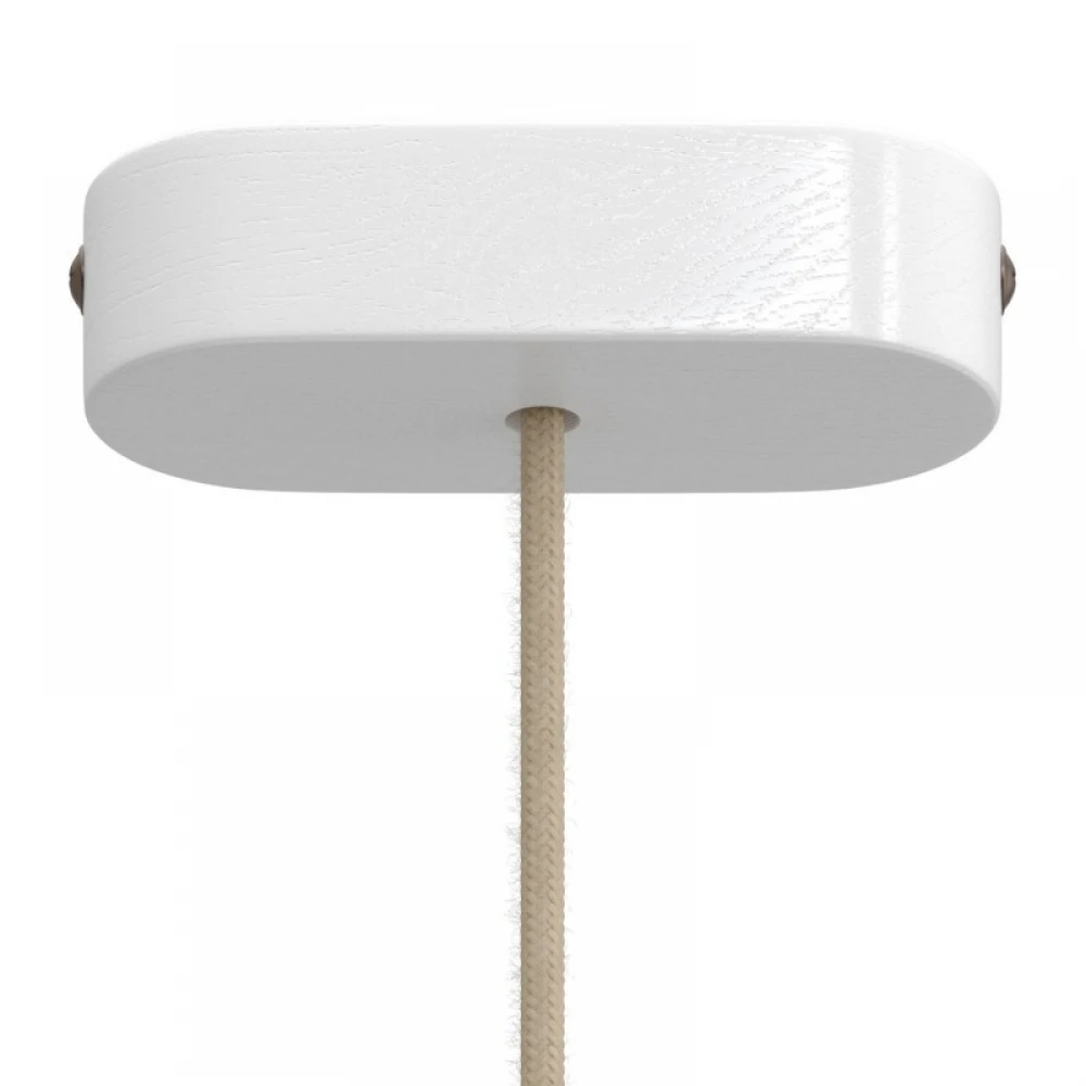 Ροζέτα Φωτιστικού Ξύλινη Οβάλ για Υφασμάτινο Καλώδιο - Χρώμα Λευκό - Creative Cables