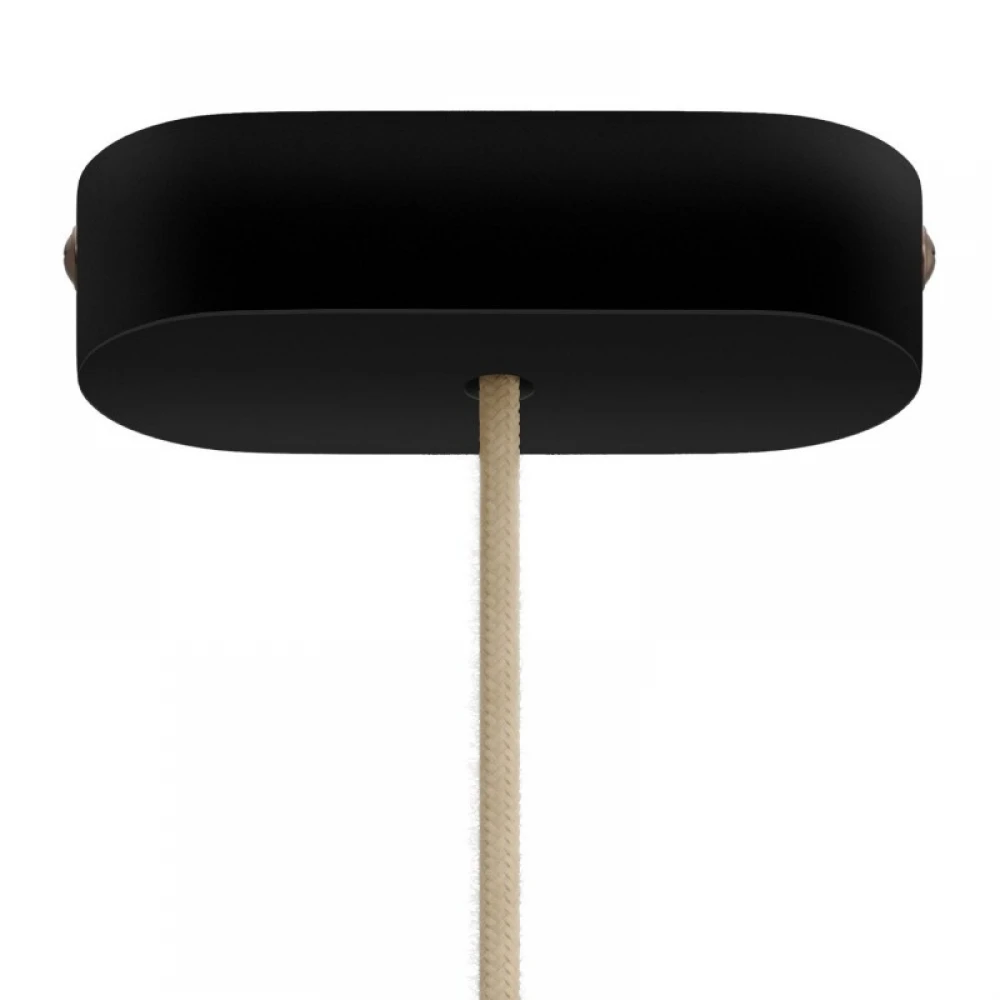Ροζέτα Φωτιστικού Ξύλινη Οβάλ για Υφασμάτινο Καλώδιο - Χρώμα Μαύρο - Creative Cables