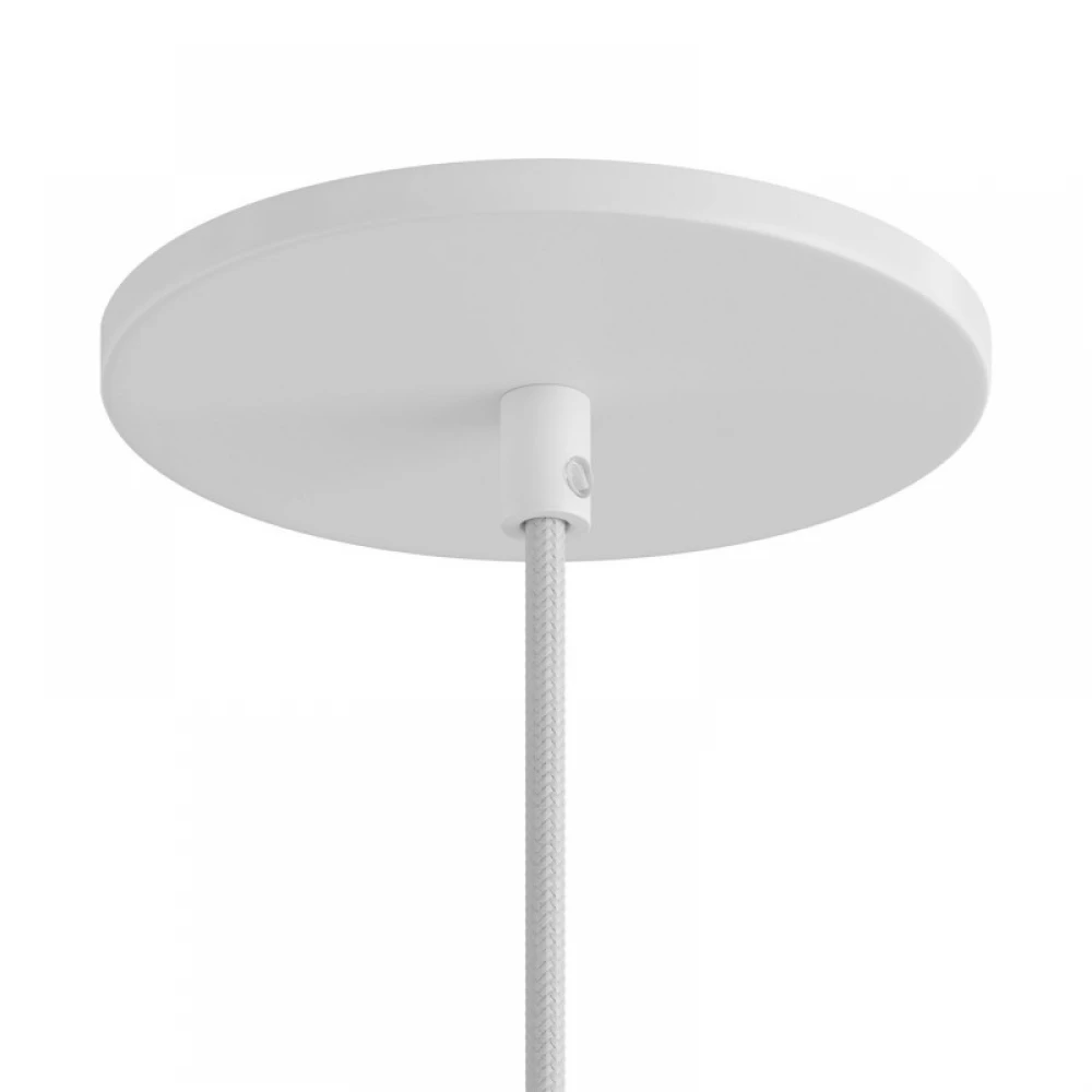 Ροζέτα Φωτιστικού Μεταλλική Πάχους 7mm με 1 Τρύπα και Στήριγμα Καλωδίου, Λευκό Creative Cables