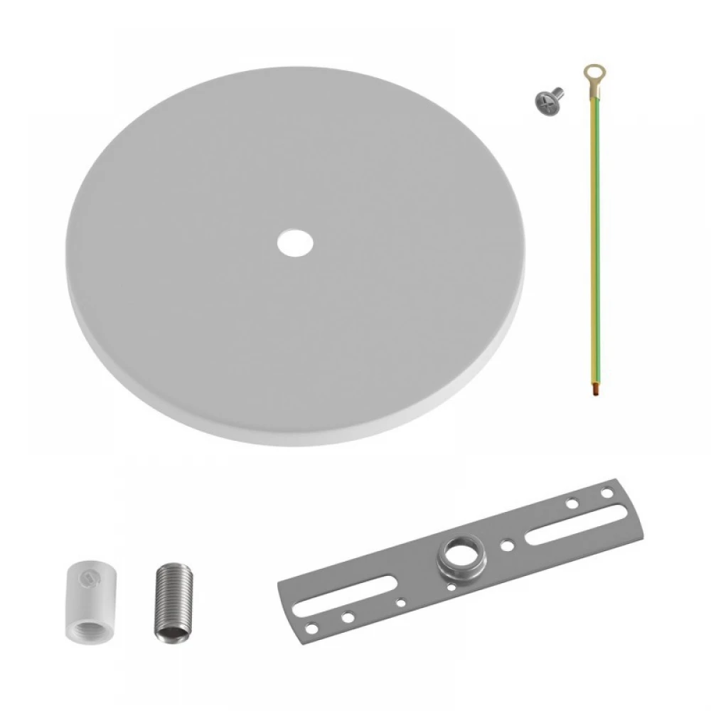 Ροζέτα Φωτιστικού Μεταλλική Πάχους 7mm με 1 Τρύπα και Στήριγμα Καλωδίου, Λευκό Creative Cables