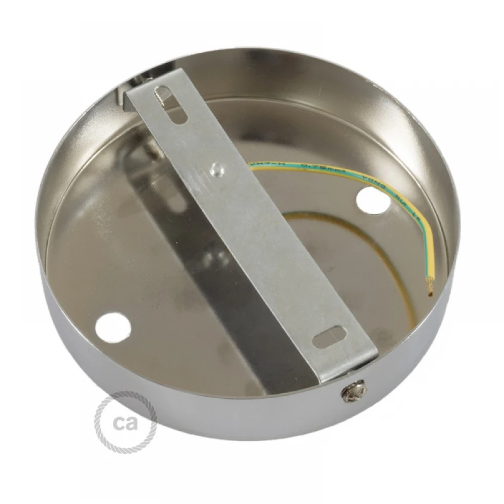 Ροζέτα Φωτιστικού Μεταλλική πλακέ με 2 τρύπες και στηρίγματα καλωδίου Νίκελ ΜΑΤ - Creatice Cables