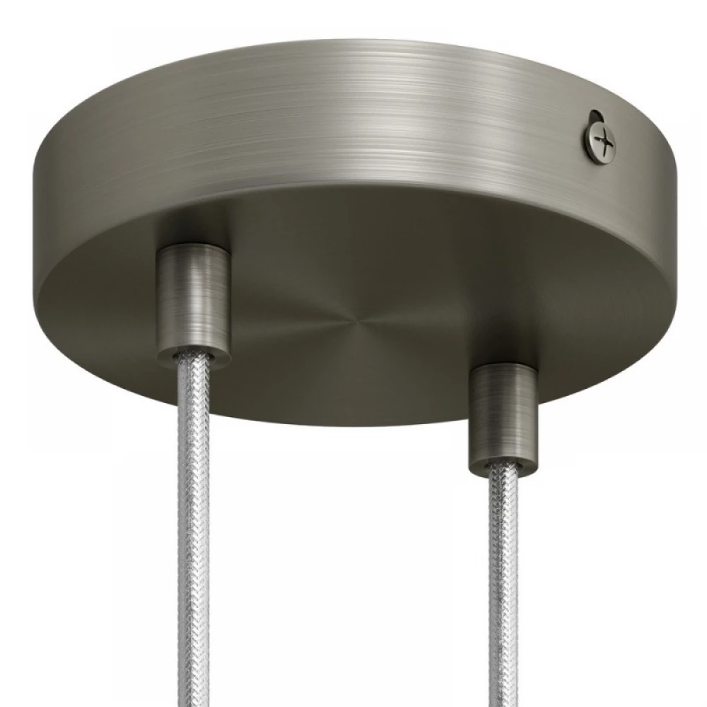 Ροζέτα Φωτιστικού Μεταλλική πλακέ με 2 τρύπες και στηρίγματα καλωδίου Νίκελ ΜΑΤ - Creatice Cables