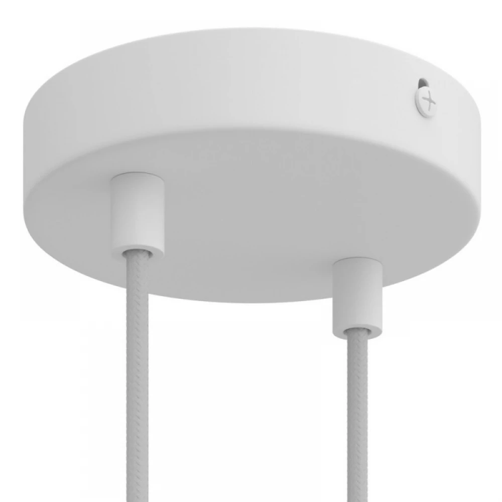 Ροζέτα Φωτιστικού Μεταλλική πλακέ με 2 τρύπες και στηρίγματα καλωδίου Λευκό ΜΑΤ - Creatice Cables