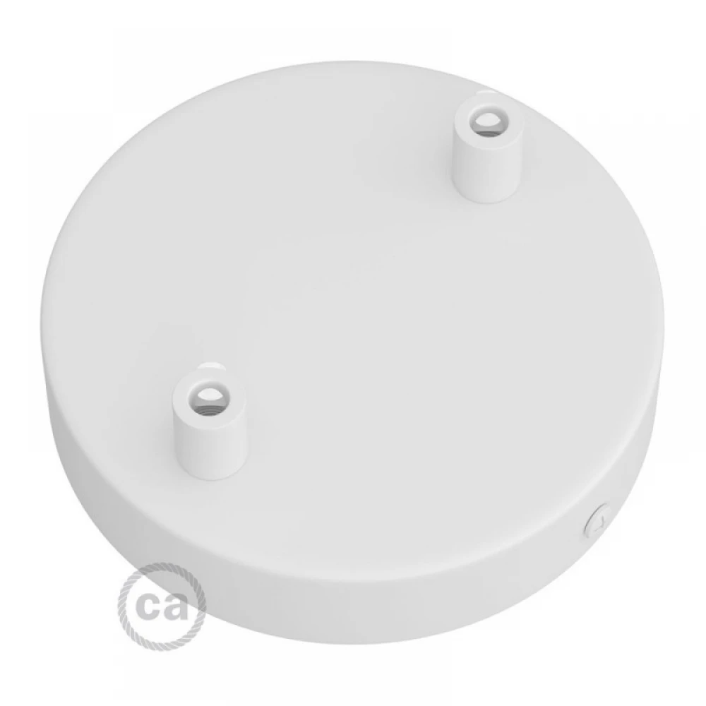 Ροζέτα Φωτιστικού Μεταλλική πλακέ με 2 τρύπες και στηρίγματα καλωδίου Λευκό ΜΑΤ - Creatice Cables